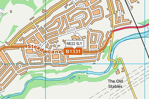 NE22 5LY map - OS VectorMap District (Ordnance Survey)