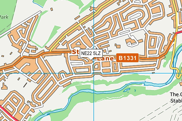 NE22 5LZ map - OS VectorMap District (Ordnance Survey)