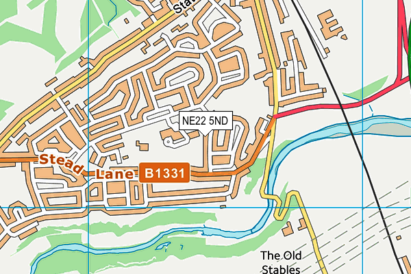 NE22 5ND map - OS VectorMap District (Ordnance Survey)