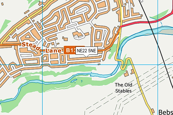 NE22 5NE map - OS VectorMap District (Ordnance Survey)