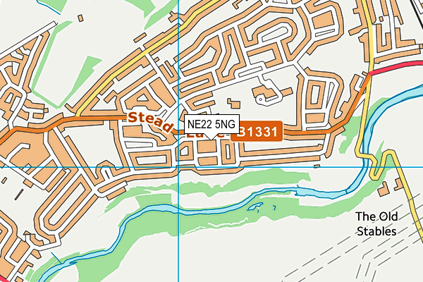 NE22 5NG map - OS VectorMap District (Ordnance Survey)