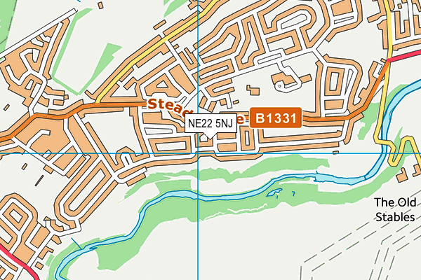 NE22 5NJ map - OS VectorMap District (Ordnance Survey)