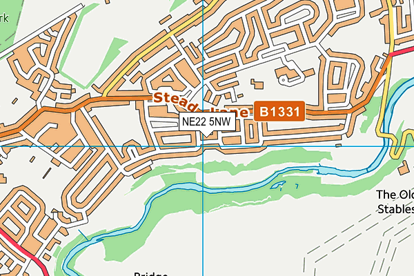 NE22 5NW map - OS VectorMap District (Ordnance Survey)