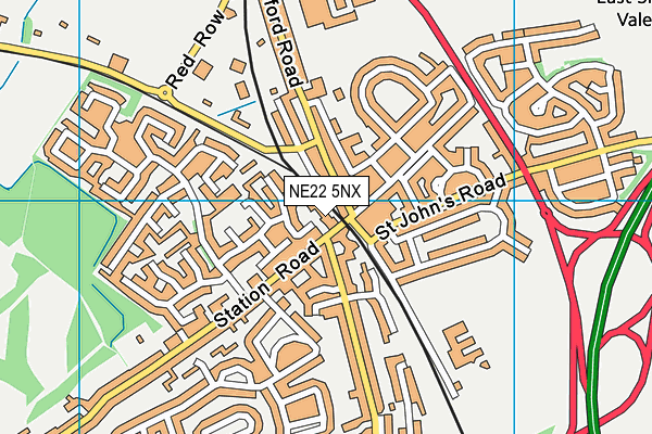 NE22 5NX map - OS VectorMap District (Ordnance Survey)
