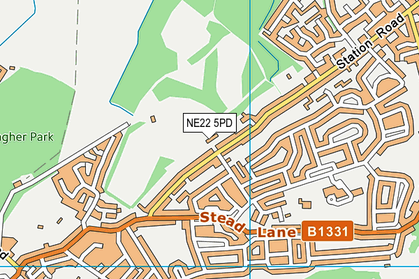 NE22 5PD map - OS VectorMap District (Ordnance Survey)