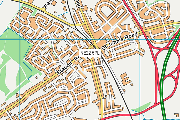 NE22 5PL map - OS VectorMap District (Ordnance Survey)