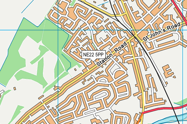 NE22 5PP map - OS VectorMap District (Ordnance Survey)