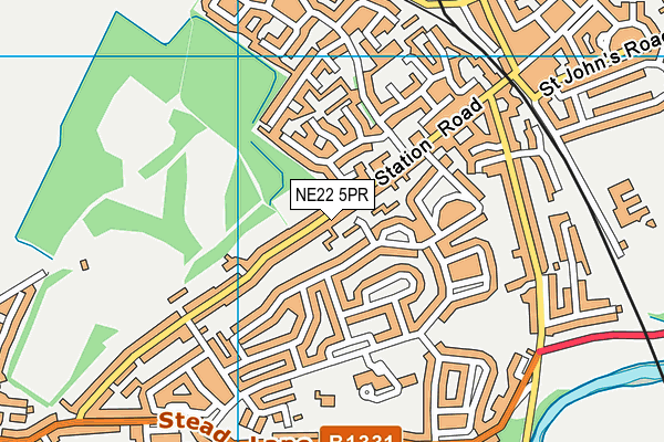 NE22 5PR map - OS VectorMap District (Ordnance Survey)
