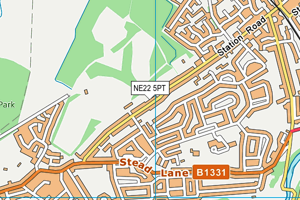 NE22 5PT map - OS VectorMap District (Ordnance Survey)