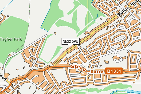 NE22 5PU map - OS VectorMap District (Ordnance Survey)