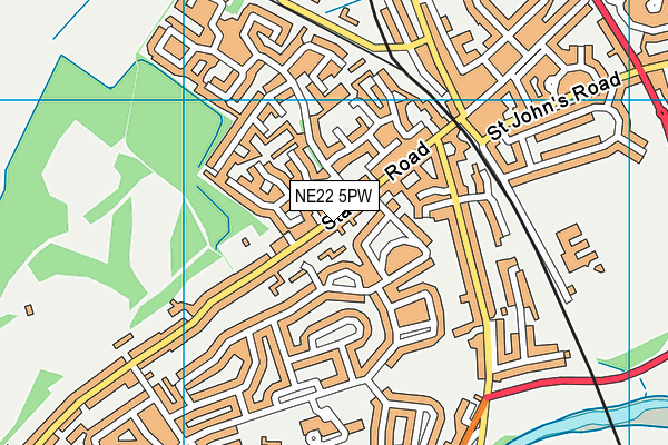 NE22 5PW map - OS VectorMap District (Ordnance Survey)