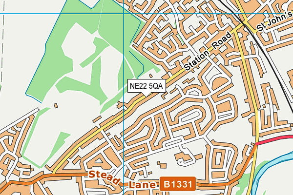 NE22 5QA map - OS VectorMap District (Ordnance Survey)
