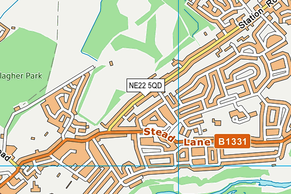 NE22 5QD map - OS VectorMap District (Ordnance Survey)