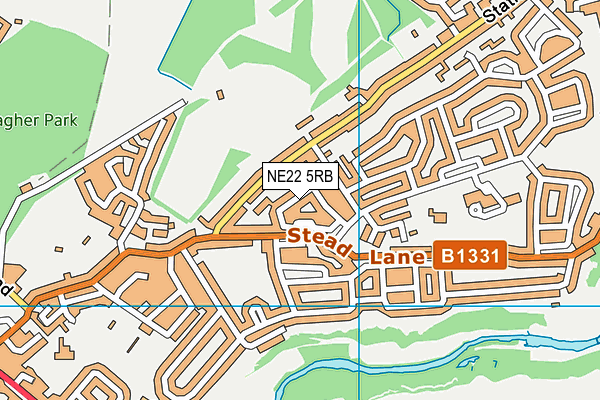 NE22 5RB map - OS VectorMap District (Ordnance Survey)