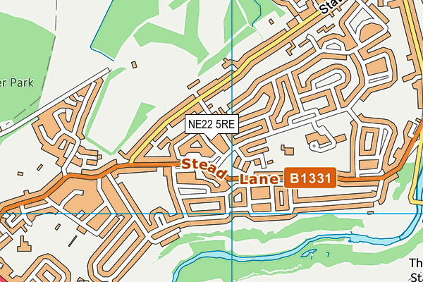 NE22 5RE map - OS VectorMap District (Ordnance Survey)