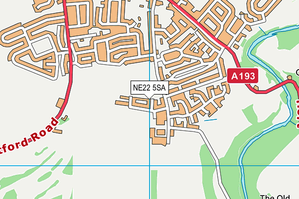NE22 5SA map - OS VectorMap District (Ordnance Survey)