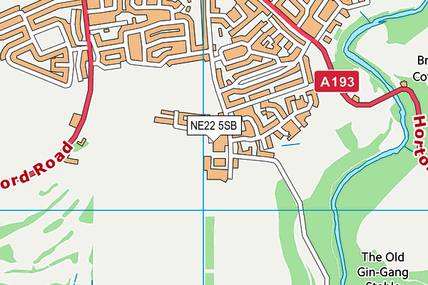 NE22 5SB map - OS VectorMap District (Ordnance Survey)