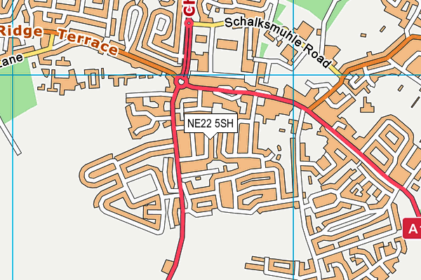 NE22 5SH map - OS VectorMap District (Ordnance Survey)