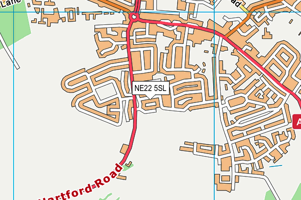 NE22 5SL map - OS VectorMap District (Ordnance Survey)