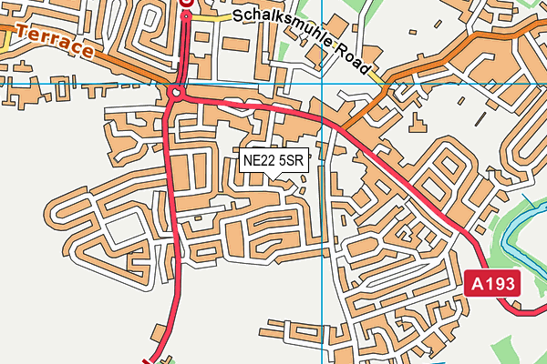 NE22 5SR map - OS VectorMap District (Ordnance Survey)