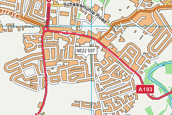 NE22 5ST map - OS VectorMap District (Ordnance Survey)