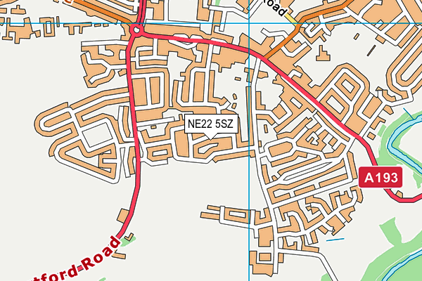 NE22 5SZ map - OS VectorMap District (Ordnance Survey)