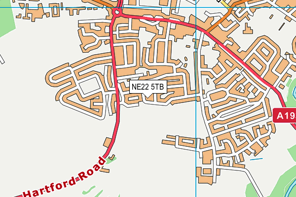 NE22 5TB map - OS VectorMap District (Ordnance Survey)