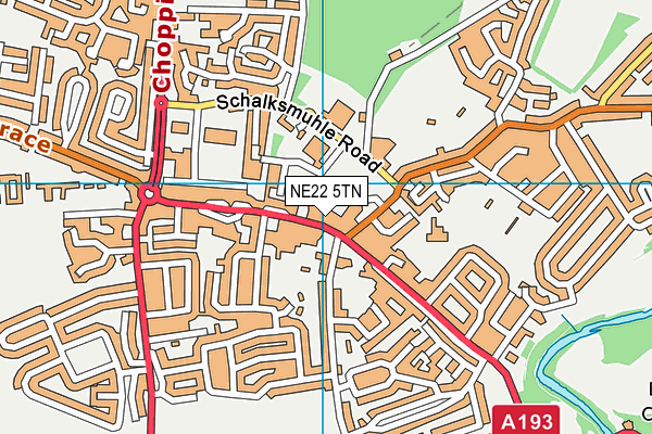 NE22 5TN map - OS VectorMap District (Ordnance Survey)