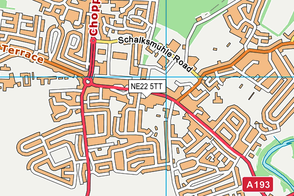 NE22 5TT map - OS VectorMap District (Ordnance Survey)