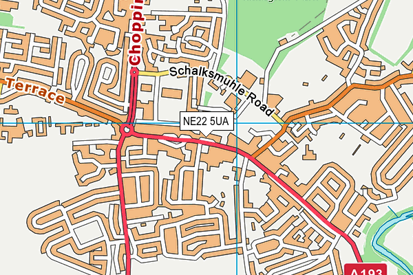 NE22 5UA map - OS VectorMap District (Ordnance Survey)