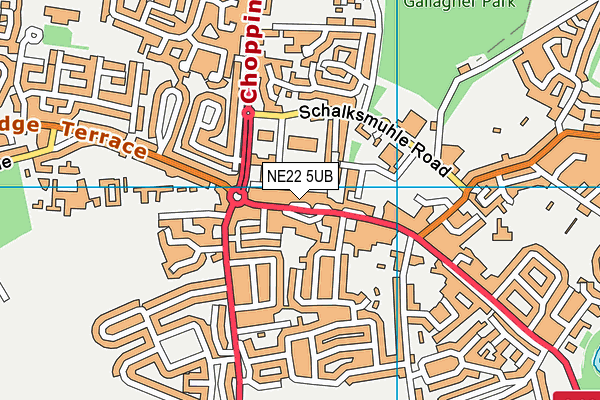 NE22 5UB map - OS VectorMap District (Ordnance Survey)