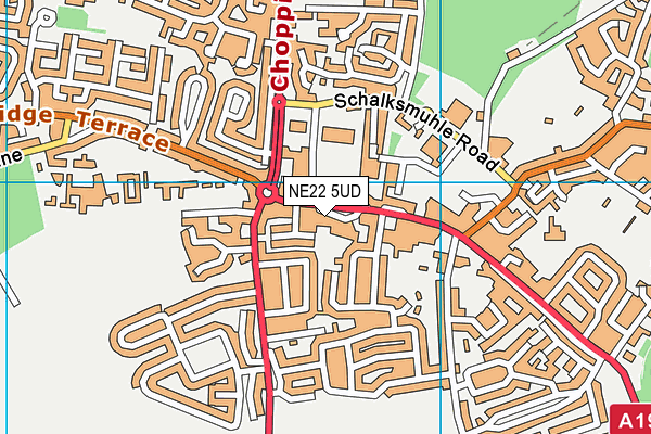 NE22 5UD map - OS VectorMap District (Ordnance Survey)