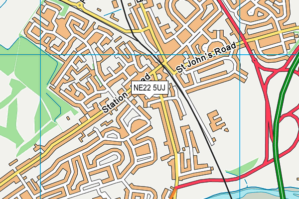 NE22 5UJ map - OS VectorMap District (Ordnance Survey)