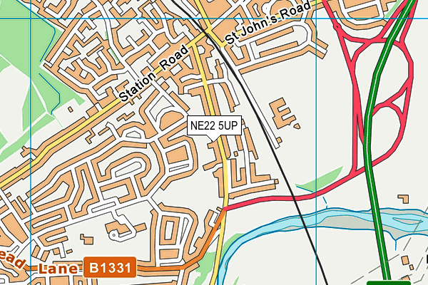 NE22 5UP map - OS VectorMap District (Ordnance Survey)