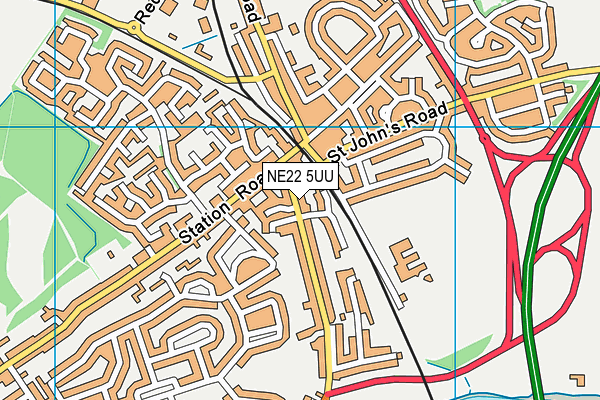 NE22 5UU map - OS VectorMap District (Ordnance Survey)