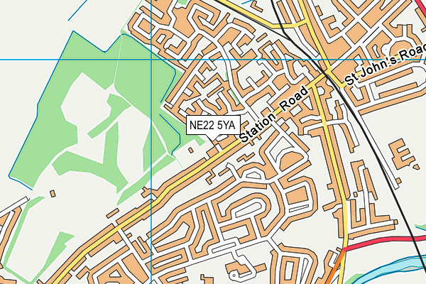 NE22 5YA map - OS VectorMap District (Ordnance Survey)
