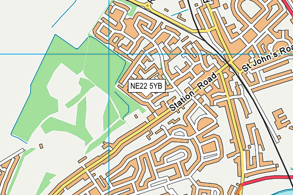 NE22 5YB map - OS VectorMap District (Ordnance Survey)