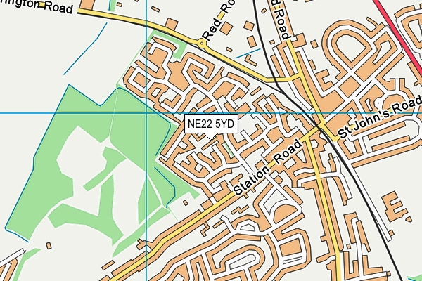 NE22 5YD map - OS VectorMap District (Ordnance Survey)
