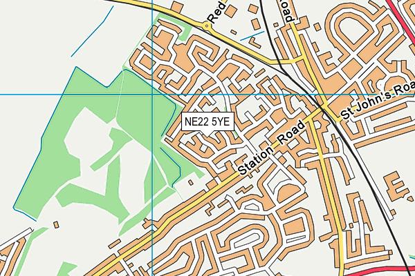 NE22 5YE map - OS VectorMap District (Ordnance Survey)