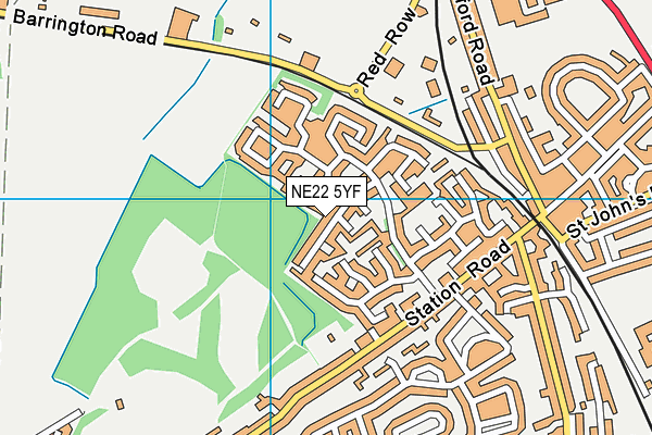 NE22 5YF map - OS VectorMap District (Ordnance Survey)