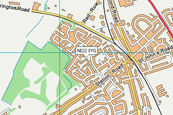 NE22 5YG map - OS VectorMap District (Ordnance Survey)