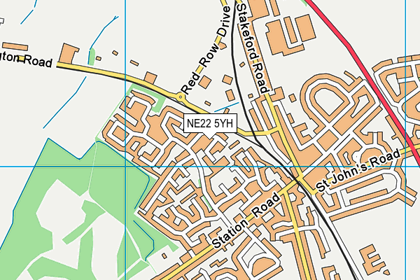 NE22 5YH map - OS VectorMap District (Ordnance Survey)