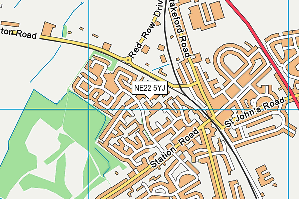 NE22 5YJ map - OS VectorMap District (Ordnance Survey)