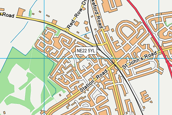 NE22 5YL map - OS VectorMap District (Ordnance Survey)