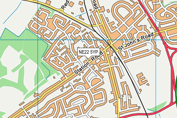 NE22 5YP map - OS VectorMap District (Ordnance Survey)