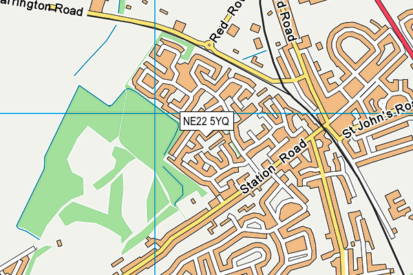 NE22 5YQ map - OS VectorMap District (Ordnance Survey)