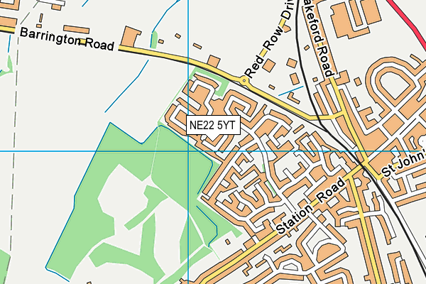 NE22 5YT map - OS VectorMap District (Ordnance Survey)