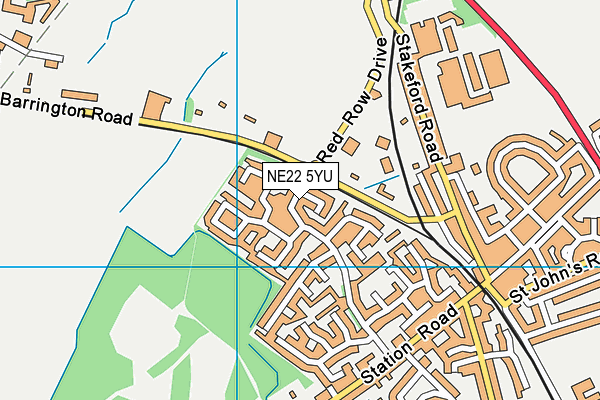NE22 5YU map - OS VectorMap District (Ordnance Survey)