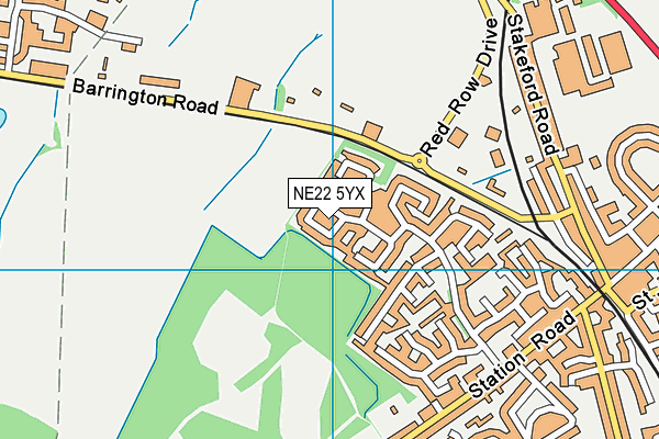 NE22 5YX map - OS VectorMap District (Ordnance Survey)