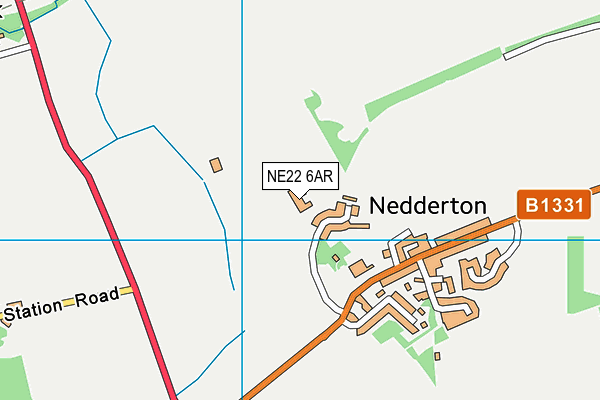 NE22 6AR map - OS VectorMap District (Ordnance Survey)